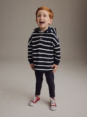 В темно-синюю/белую полоску - Long Sleeve 100% Cotton Hoodie and Leggings Set (3mths-7yrs) - Изображение 1 из 9