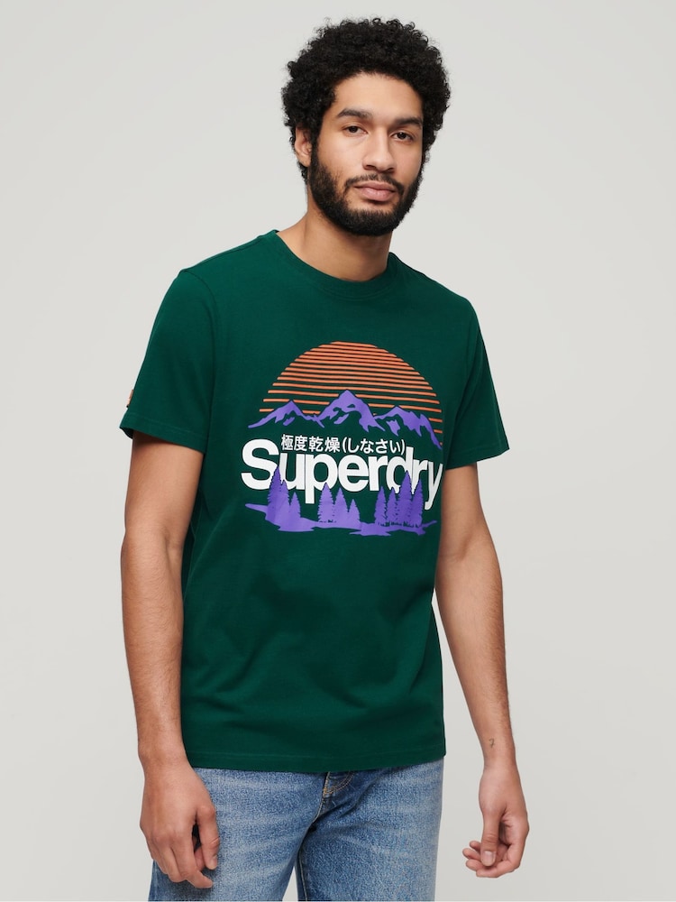 Superdry Green Great Outdoors Graphic T-Shirt - Image 1 of 6