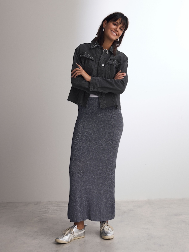 Black Diamanté 100% Cotton Denim Jacket - Image 2 of 8