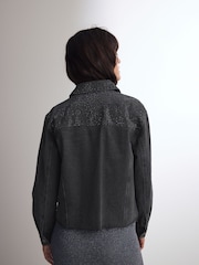 Black Diamanté 100% Cotton Denim Jacket - Image 3 of 8