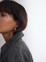Black Diamanté 100% Cotton Denim Jacket - Image 5 of 8