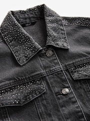 Black Diamanté 100% Cotton Denim Jacket - Image 7 of 8