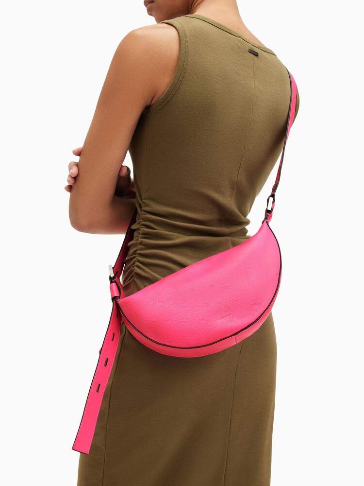 AllSaints Pink Half Moon Cross-Body Bag - Image 1 of 1