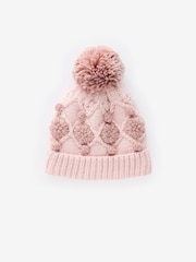 Pink Hand Crafted Pom Beanie Hat (3-10yrs) - Image 4 of 6