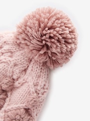 Pink Hand Crafted Pom Beanie Hat (3-10yrs) - Image 5 of 6