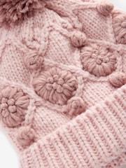 Pink Hand Crafted Pom Beanie Hat (3-10yrs) - Image 6 of 6