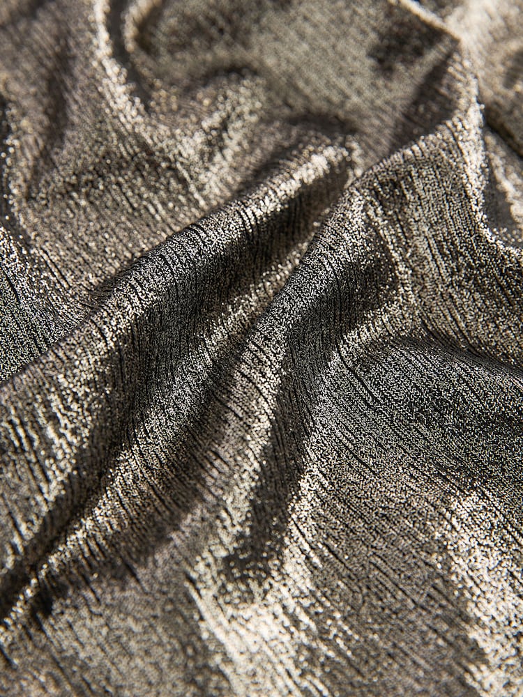 Gold Long Sleeve Shimmer V-Neck Blouse - Image 6 of 6