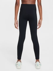 Nike Black/Volt One Dri-FIT Leggings - Image 2 of 4