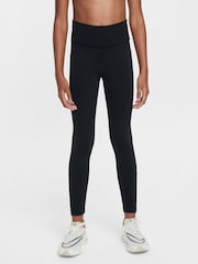 Nike Black/Volt One Dri-FIT Leggings - Image 3 of 4