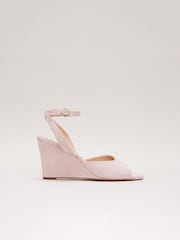 Phase Eight Pink Ankle Strap Peep Toe Wedges - Image 6 of 6