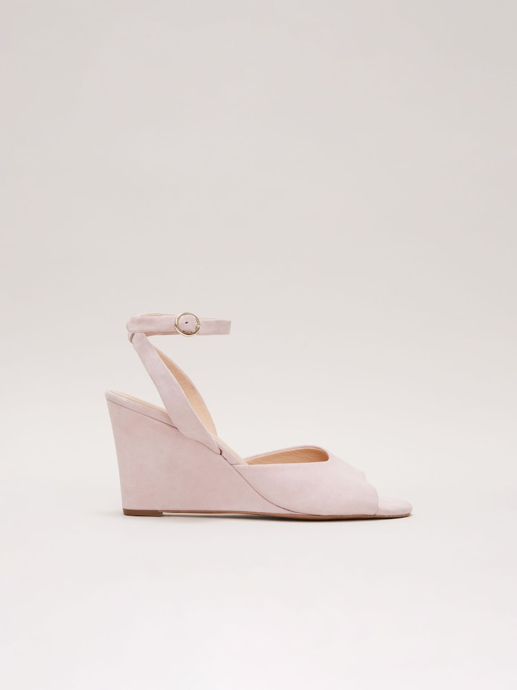 Phase Eight Pink Ankle Strap Peep Toe Wedges - Image 6 of 6