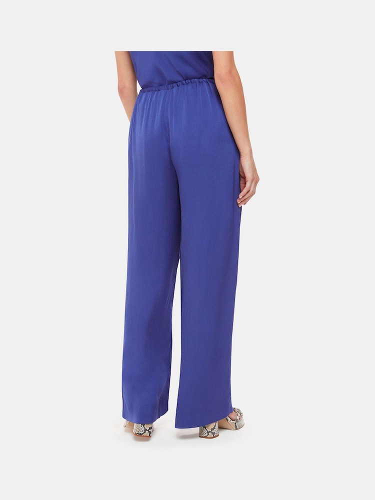Whistles Blue Petite Clara Wide Leg Trousers - Image 2 of 5
