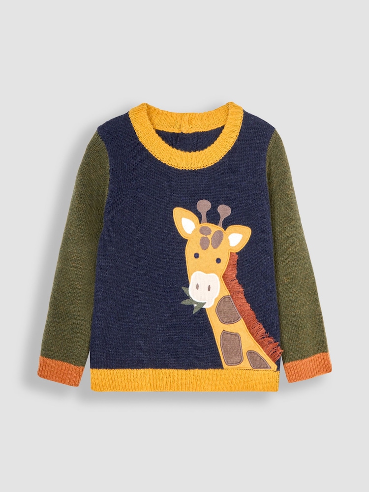 JoJo Maman Bébé Navy Giraffe Jumper - Image 1 of 4