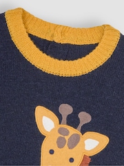 JoJo Maman Bébé Navy Giraffe Jumper - Image 3 of 4