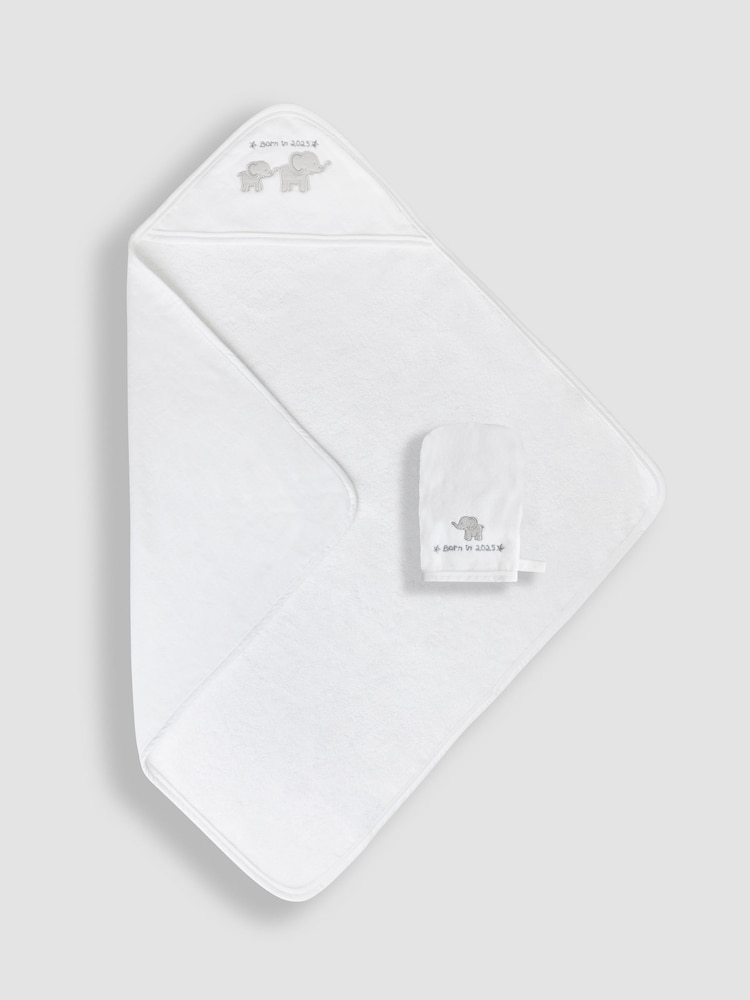 JoJo Maman Bébé Born in 2025 Hooded Towel & Wash Mit - Image 1 of 4