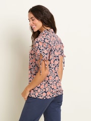 Brakeburn Red 100% Cotton Boho Floral Blouse - Image 2 of 4