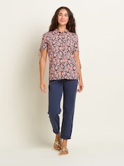 Brakeburn Red 100% Cotton Boho Floral Blouse - Image 4 of 4