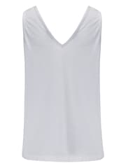 Pour Moi White Maya 100% Cotton Slub Jersey Built Up V-Neck Vest - Image 3 of 4