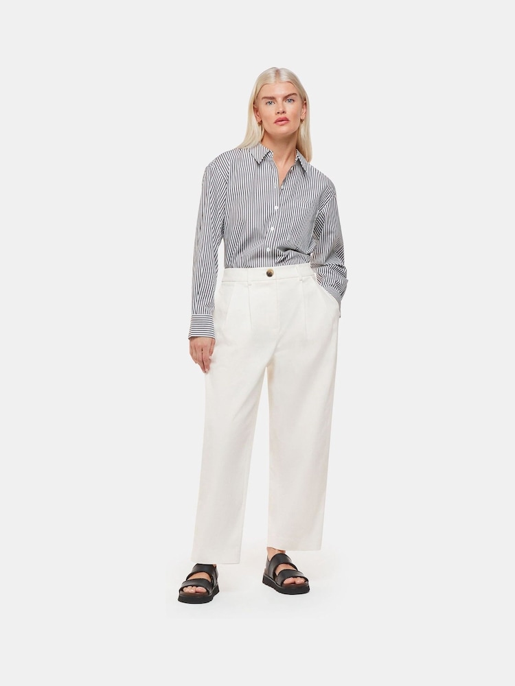 Whistles Bethany Barrel Leg White Trousers - Image 1 of 5 Whistles Bethany Barrel Leg White Trousers - Image 1 of 5
