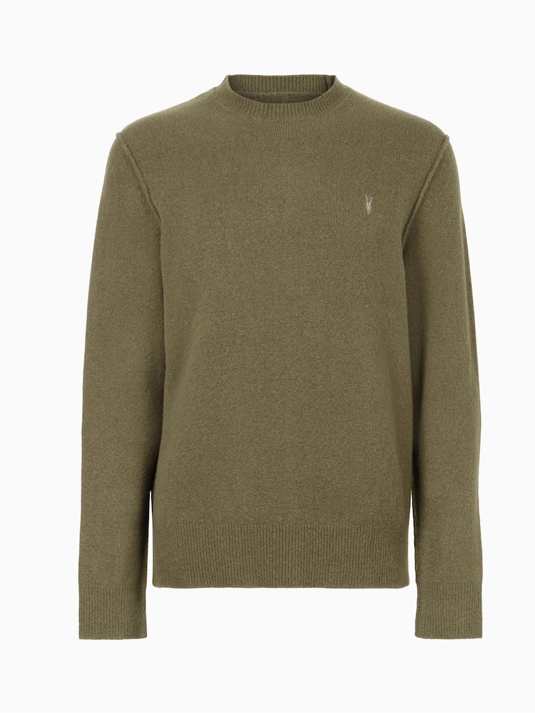 AllSaints Green Statten Crew Jumper - Image 8 of 8