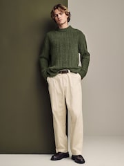 Green Relaxed Fit Bouclé Textured Stripe Crew Jumper - Image 2 of 8