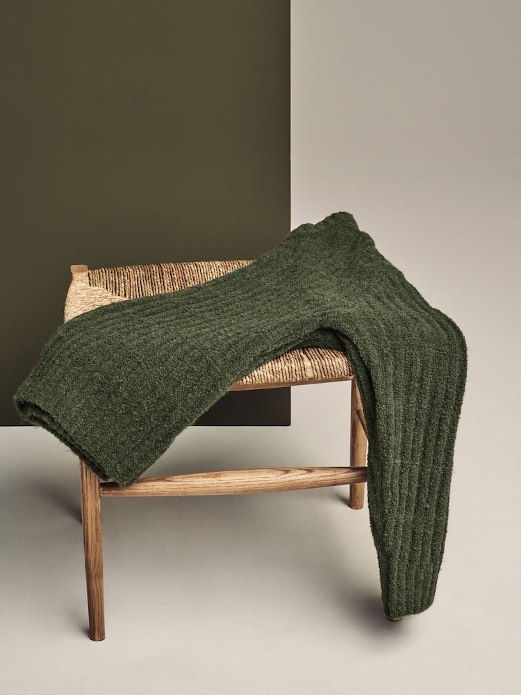 Green Relaxed Fit Bouclé Textured Stripe Crew Jumper - Image 5 of 8
