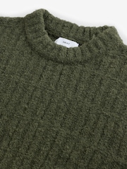 Green Relaxed Fit Bouclé Textured Stripe Crew Jumper - Image 7 of 8