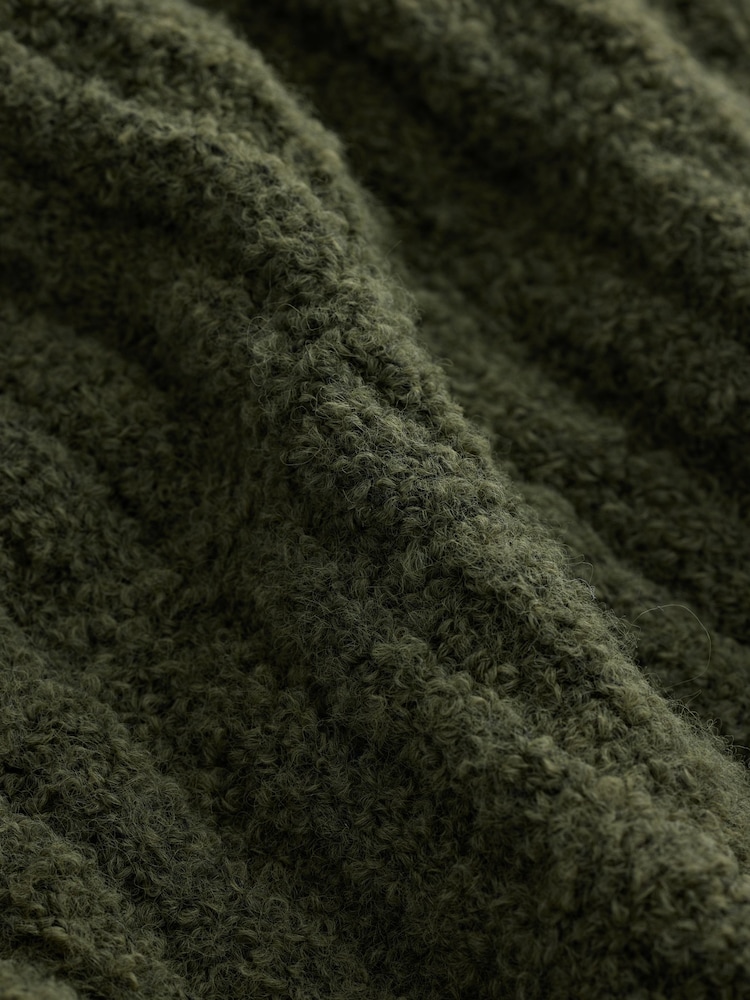 Green Relaxed Fit Bouclé Textured Stripe Crew Jumper - Image 8 of 8