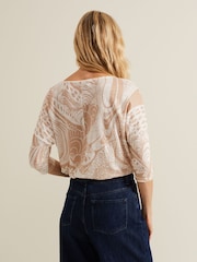 Phase Eight Pink Nori Printed 100% Linen Top - Image 2 of 7