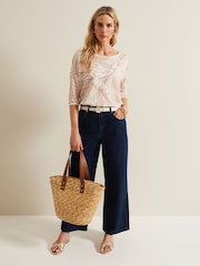 Phase Eight Pink Nori Printed 100% Linen Top - Image 3 of 7