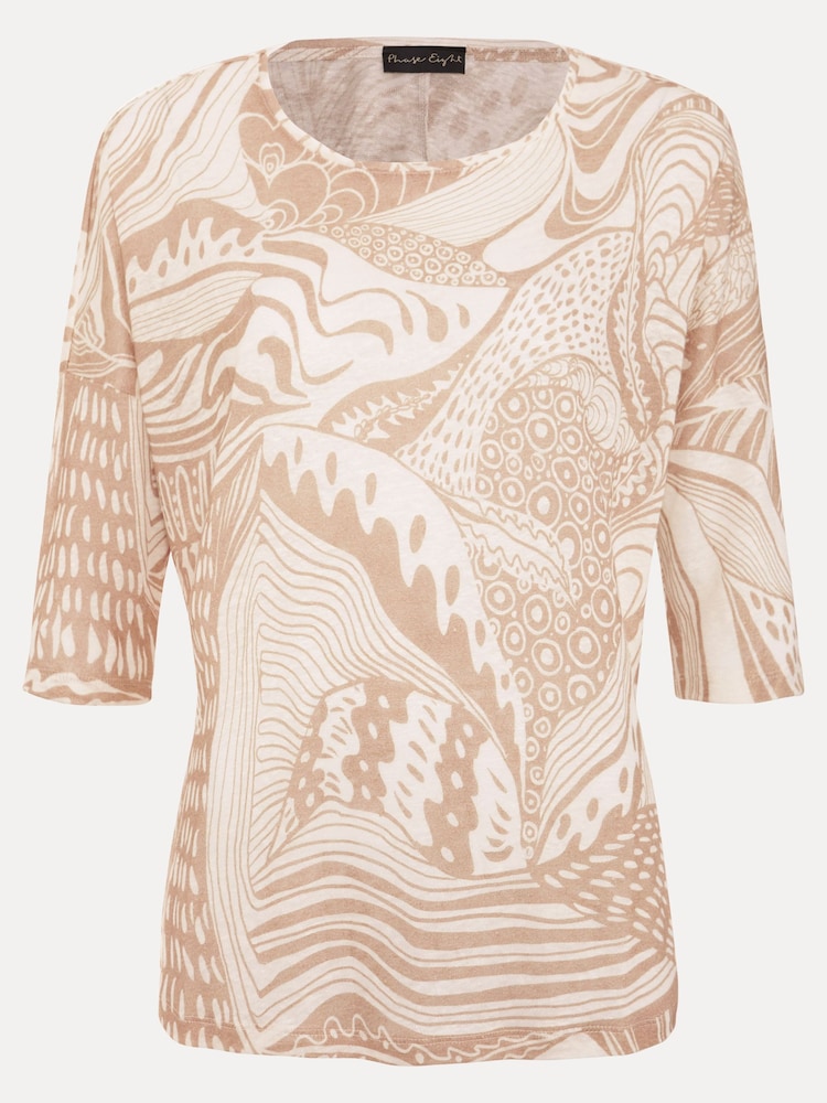 Phase Eight Pink Nori Printed 100% Linen Top - Image 7 of 7