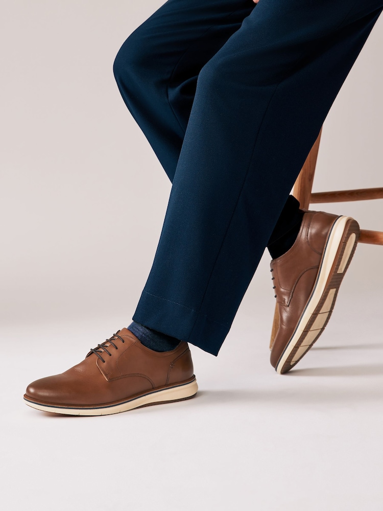Tan/Brown Leather Derby Shoes - Image 1 of 7