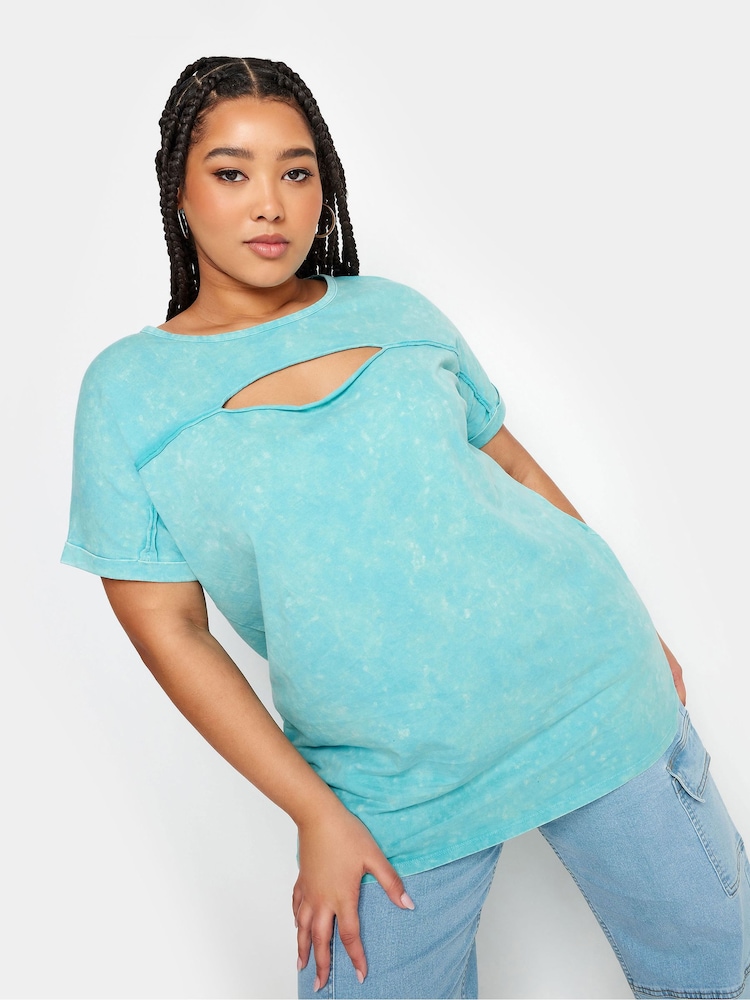 Yours Curve Acid Wash Cut Out 100% Cotton T-Shirt - Imagen 1 de 4 Yours Curve Acid Wash Cut Out 100% Cotton T-Shirt - Imagen 1 de 4