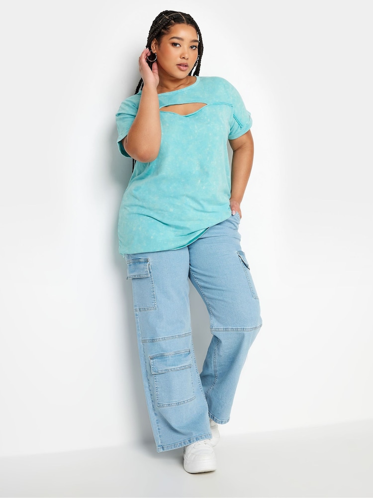Yours Curve Acid Wash Cut Out 100% Cotton T-Shirt - Imagen 2 de 4 Yours Curve Acid Wash Cut Out 100% Cotton T-Shirt - Imagen 2 de 4