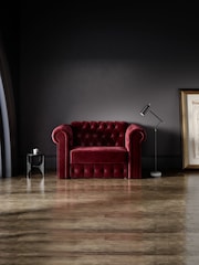Jay-Be Luxe Velvet Shiraz Red Chesterfield Snuggle Sofa Bed - Image 1 of 6