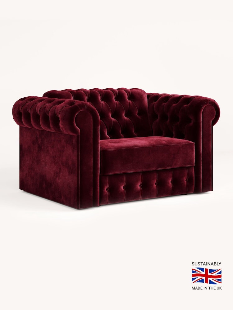 Jay-Be Luxe Velvet Shiraz Red Chesterfield Snuggle Sofa Bed - Image 2 of 6