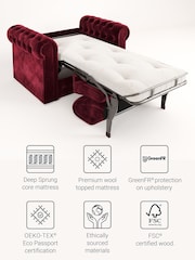Jay-Be Luxe Velvet Shiraz Red Chesterfield Snuggle Sofa Bed - Image 3 of 6