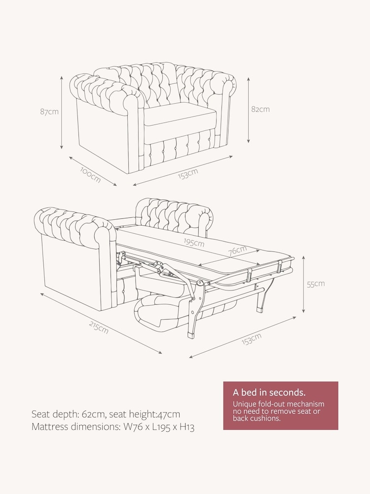 Jay-Be Luxe Velvet Shiraz Red Chesterfield Snuggle Sofa Bed - Image 6 of 6