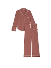 Victoria's Secret Vintage Rose Pink Lurex Stripe Modal Long Pyjama Set - Image 3 of 4