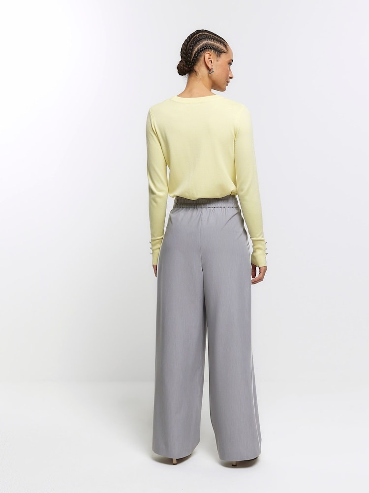 River Island Grey Side Stripe Tailored Trousers - Image 2 of 4