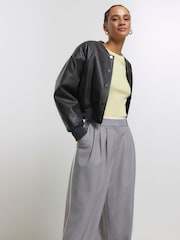 River Island Grey Side Stripe Tailored Trousers - Image 3 of 4
