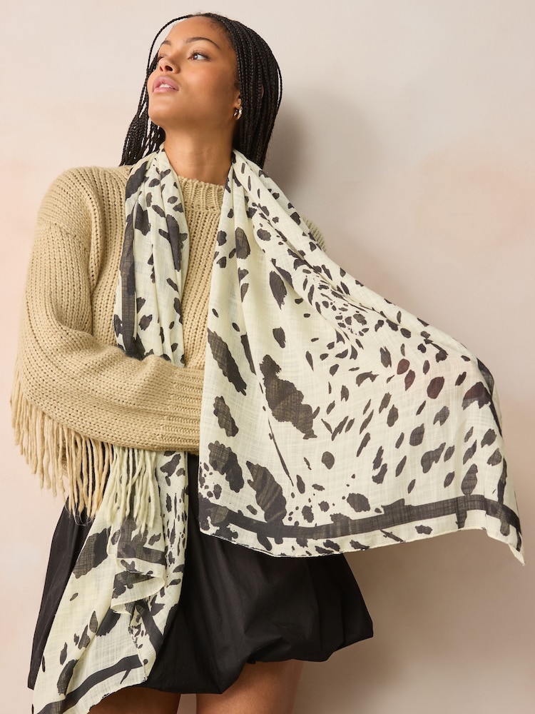 Yellow Dalmation Print Lightweight Scarf - Image 1 of 7