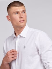 U.S. Polo Assn. White Linen Blend Mens Shirt - Image 5 of 7