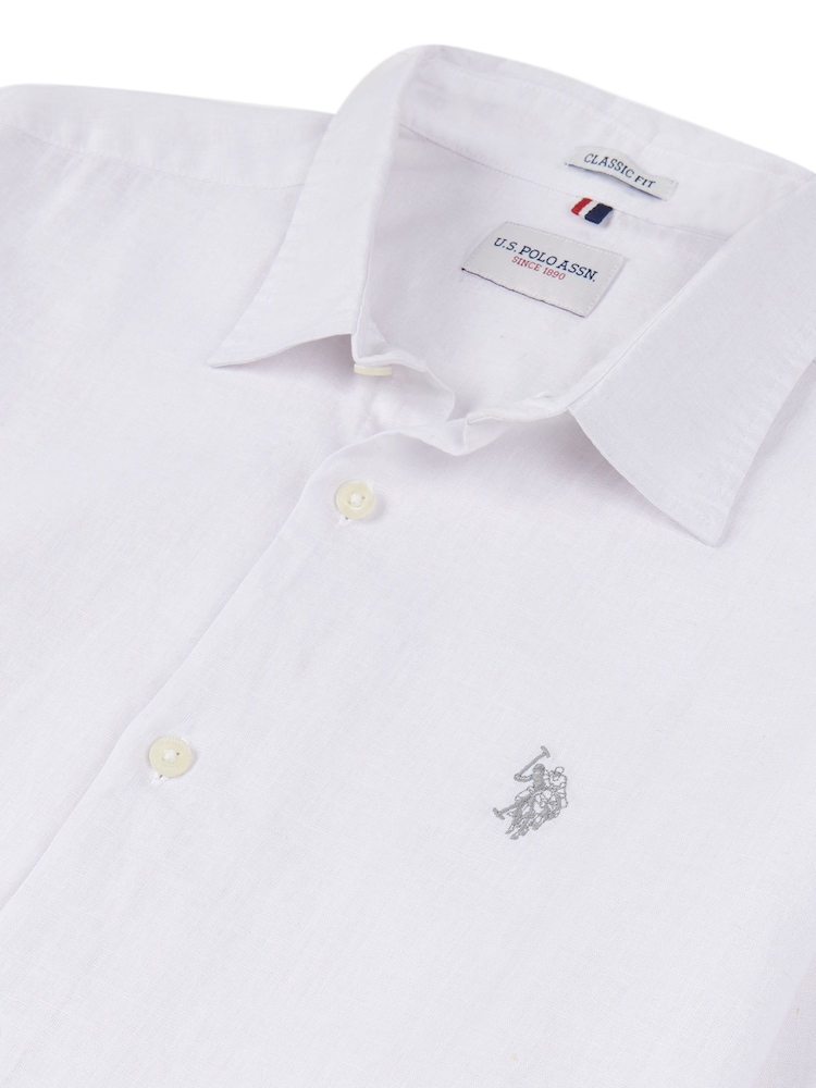 U.S. Polo Assn. White Linen Blend Mens Shirt - Image 7 of 7