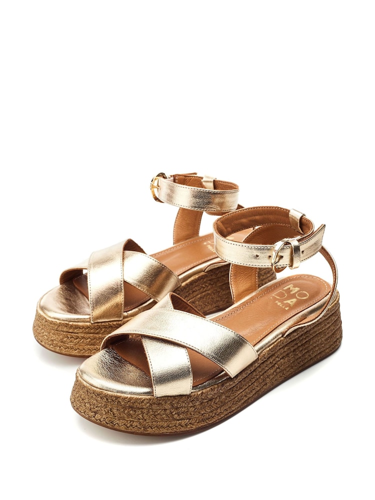 Metallic - Moda in Pelle Pashyn Riemensandalen mit Keilsohle - Bild 2 von 4 Metallic - Moda in Pelle Pashyn Riemensandalen mit Keilsohle - Bild 2 von 4