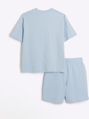 River Island Blue Boys 100% Cotton RR T-Shirt and Shorts Set - Image 2 of 2