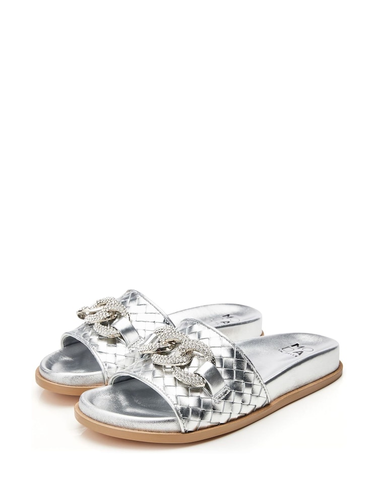 Moda in Pelle Ocarina Glitz Trim Woven Black Mules - Image 2 of 4