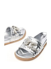 Moda in Pelle Ocarina Glitz Trim Woven Black Mules - Image 4 of 4