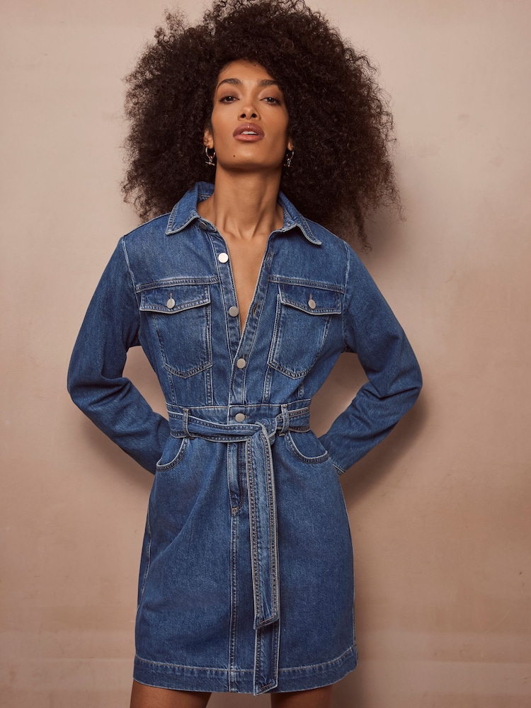 Midi Dress Tommy Hilfiger Denim Dress Belted Denim Midi Dress
