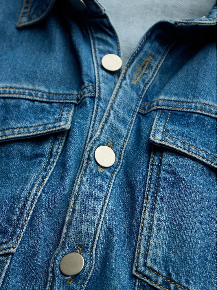 Mint Velvet Blue 100% Cotton Denim Mini Shirt Dress - Image 9 of 9 Mint Velvet Blue 100% Cotton Denim Mini Shirt Dress - Image 9 of 9